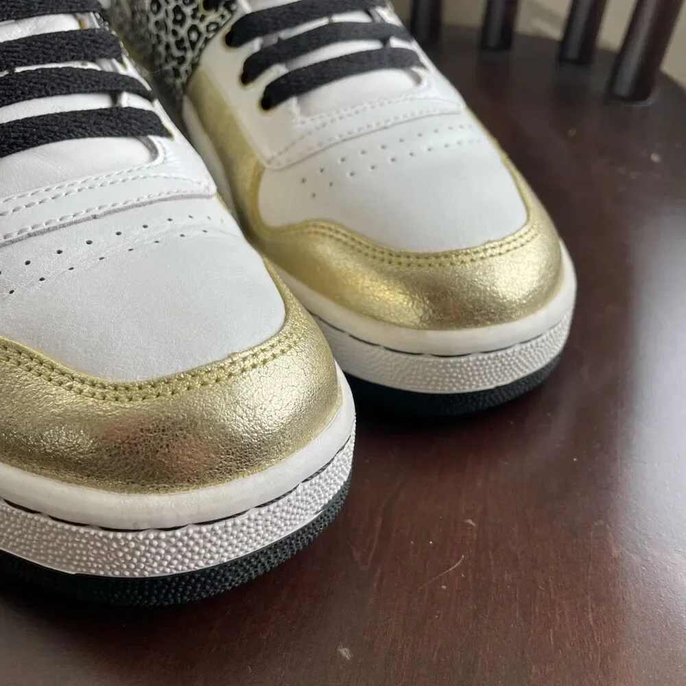 Reebok Gold Foil Leopard Print Sneakers Athletic Shoes 9.5